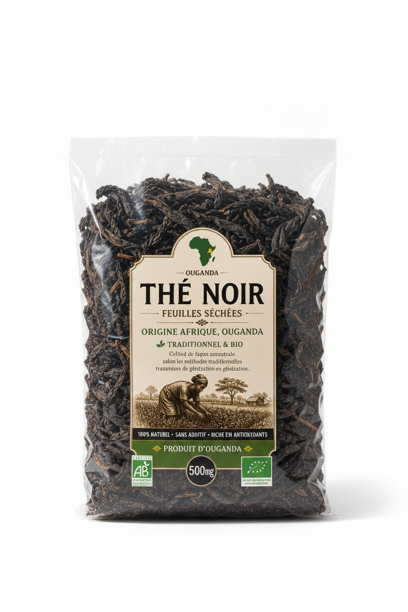Thé Noir d'Ouganda – Feuilles Séchées Traditionnelles & Bio
